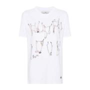 Hvit Myk Jersey Top med Bones n Chain Print