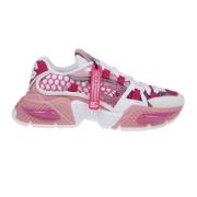 Hvite/Rosa Sneakers i Blandede Materialer