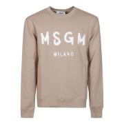 Beige Logo Print Sweatshirt