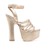 Gylne Strappy Platform Sandaler