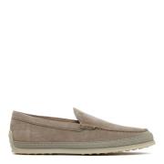 Beige Skinn Semsket Espadrille Loafers