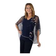 Marineblomst Chiffon Topp