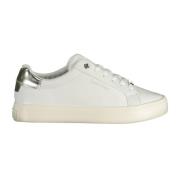 Hvit Polyester Sneaker med Lisser og Logo