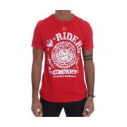 Rød Cotton Riders Crewneck T-skjorte