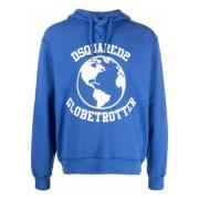 Blå Regular Fit Hettegenser Sweatshirt