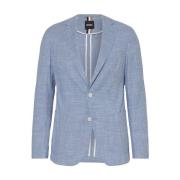 Blå Ullblanding Slim Fit Blazer