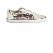 Beige Polyester Sneaker med Lisser og Logo