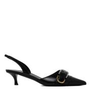 Sorte Slingback Pumps med Metallspenne