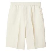 Hvite Shorts Elastisk Snøring Glidelås