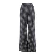 Silk High Waist Geometric Pattern Pants