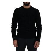 Sort Ull Logo Mønster Crewneck Genser