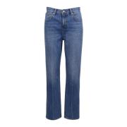 Mid-rise straight-leg jeans