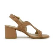 Tan Lær Slingback Sandaler Ss24