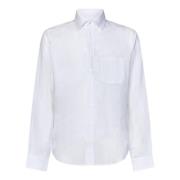 Hvit Lin Button-Down Skjorte