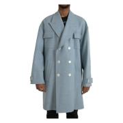 Lys Blå Dobbeltspent Trenchcoat