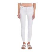 Høy Midje Skinny Crop Jeans Hvit