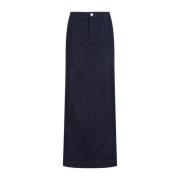 Indigo Blue Cotton Pencil Midi Skirt