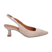 Elegant Slingback Pumps i Ecru Suede