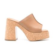 Brun Kork Platform Mules