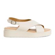 Beige Casual Flate Åpne Sandaler