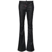 Svart Flared Stretch Denim Jeans