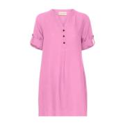 Kort Rosa Caftan Kjole med V-Hals