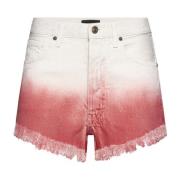 Lyse Røde Denim Shorts Rå Denim