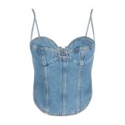 Blå Denim Bustier Top