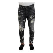 Grå Splash Skinny Denim Jeans