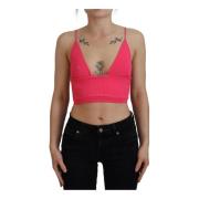 Rosa Ribbet Strikket Crop Top