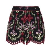 Blomster Geometrisk Bomull Lin Shorts