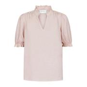 Rose Smoke Bluse med Puff-ermer