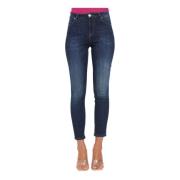 Blå Denim Love Birds Brodert Skinny Jeans