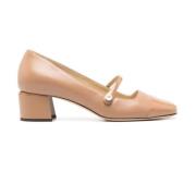 Brun Hælte Pumps Beige Skinn