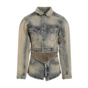 Champagne Stonewashed Cutout Denim Jacket