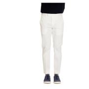 Hvit Twill Stretch Slim Bukser