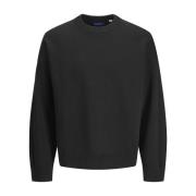 Sort Strikket Crew Neck Genser