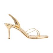 Gullnappa Skinn Stiletthæl Sandal