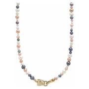 Multi-Colored Pearl Necklace with Gold Plated Panther Head Lock