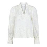 Elegant Broderi Bluse - Off White