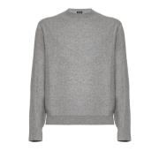 Middels Grå Ull Kasjmir Crew Neck Genser