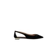 Svart Velvet Ballet Flats med Cut-Outs