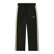 Sort Monogram-Broderede Track Pants med Stripedetaljer