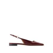 Krokopreget Skinn Slingback - Burgundy