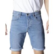 Blå Plain Herre Shorts Glidelås Knapp