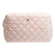 Velvet Square Quilted Make-Up Pouch Large Sparkled Blek Rosa