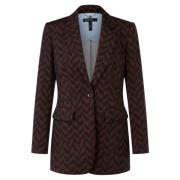 Elegant Brun Blazer med Splitt Bak