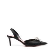 Elegante Slingback Pumps i Svart Sateng