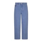 Blå Coated Denim Gulrot Passform Jeans