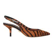 Zebra Print Skinn Slingback Sandaler